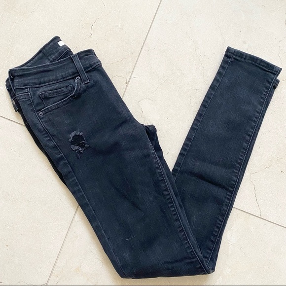 Levi Strauss & Co 711 Skinny Distressed Jeans Black Size 24 - Picture 1 of 4